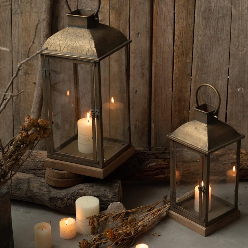 BOOMLATU BOOMLATU Gold Lantern Candle Holder Centerpiece 23.6in Tall,Metal Candle Lanterns with Glass for Indoor Outdoor Events Parities and Weddings (Large)