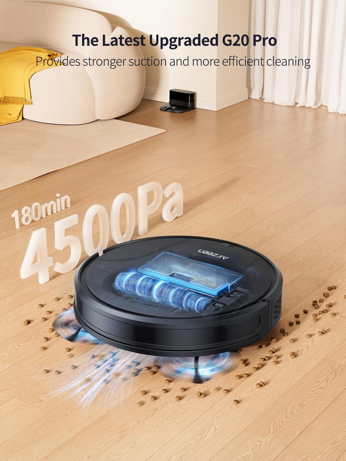 Airzeen Airzeen Robot Vacuum Cleaner with 4500Pa Strong Suction, 3 in 1 Robot Vacuum and Mop, Carpet Auto-Boost, Self-Charging, 2.9Slim Design, Remote/App/Alexa Control, Ideal for Pet Hair/Carpet/Hard Floor