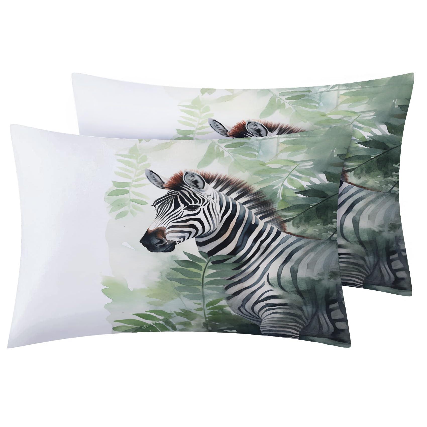 GEDAEUBA GEDAEUBA Zebra Sheets Twin XL Size - Wild Animal Bed Sheets for Kids Boys Girls, Jungle Sheet Set, Soft Microfiber & Deep Pocket & Wrinkle Free Fitted Sheet, Flat Sheet and Pillow Case