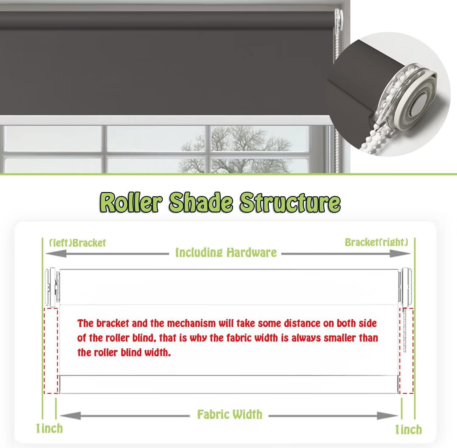 fhsblinds FHSBLINDS No Tool No Drill Blinds for Windows Roller Window Shades-Waterproof Blackout Light Blocking Custom Window Blinds & Shades for Home Kitchen Bedroom Office (Brown 100% Blackout, 75"W x 48"H)