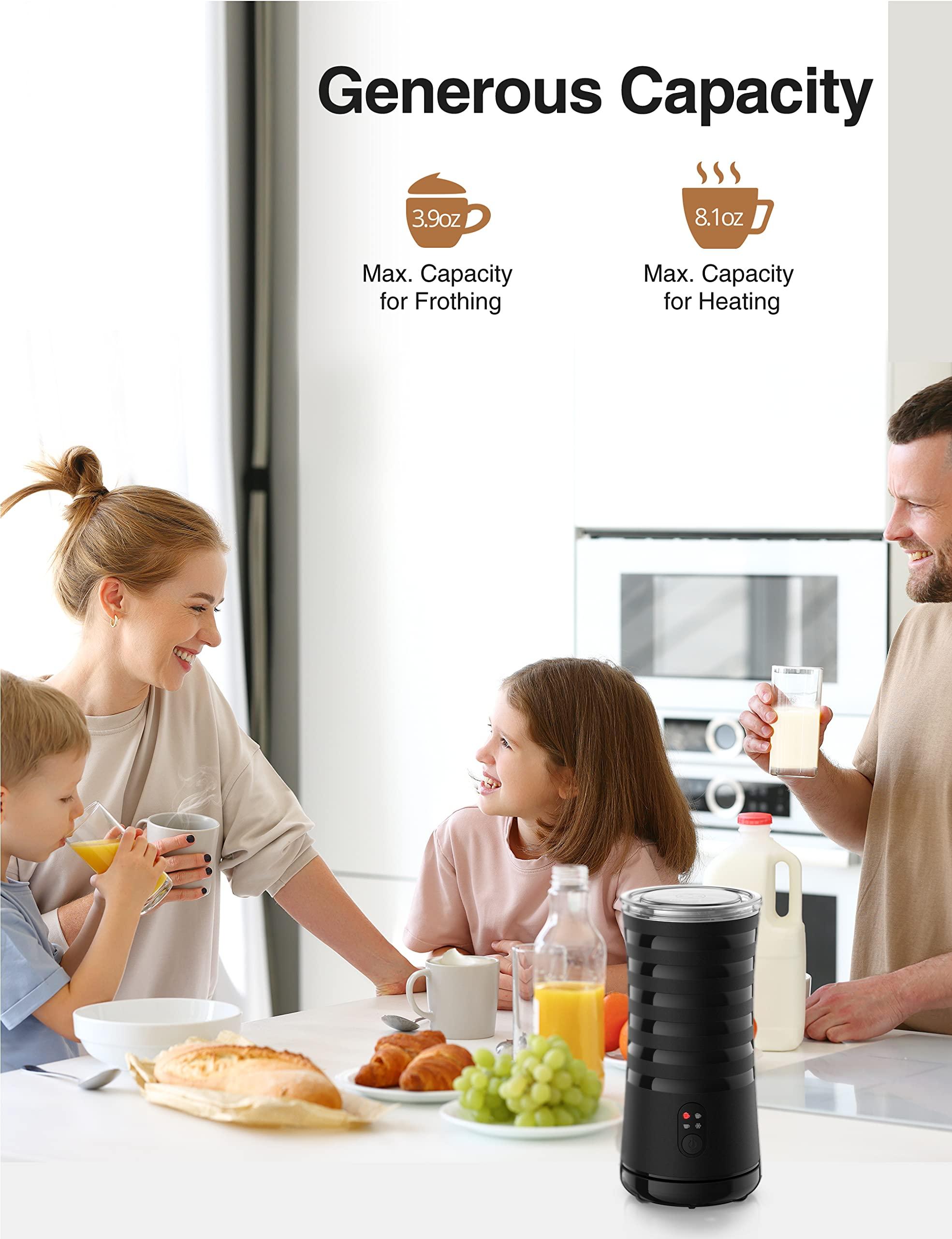 PARIS RHNE Milk Frother, Paris Rhne Milk Frother and Steamer for Hot and Cold Foam, 4-in-1 Electric milk frother for coffee, Quiet Milk Steamer with Auto Shut OFF, Milk Warmer for Latte, Cappuccino, Macchiato