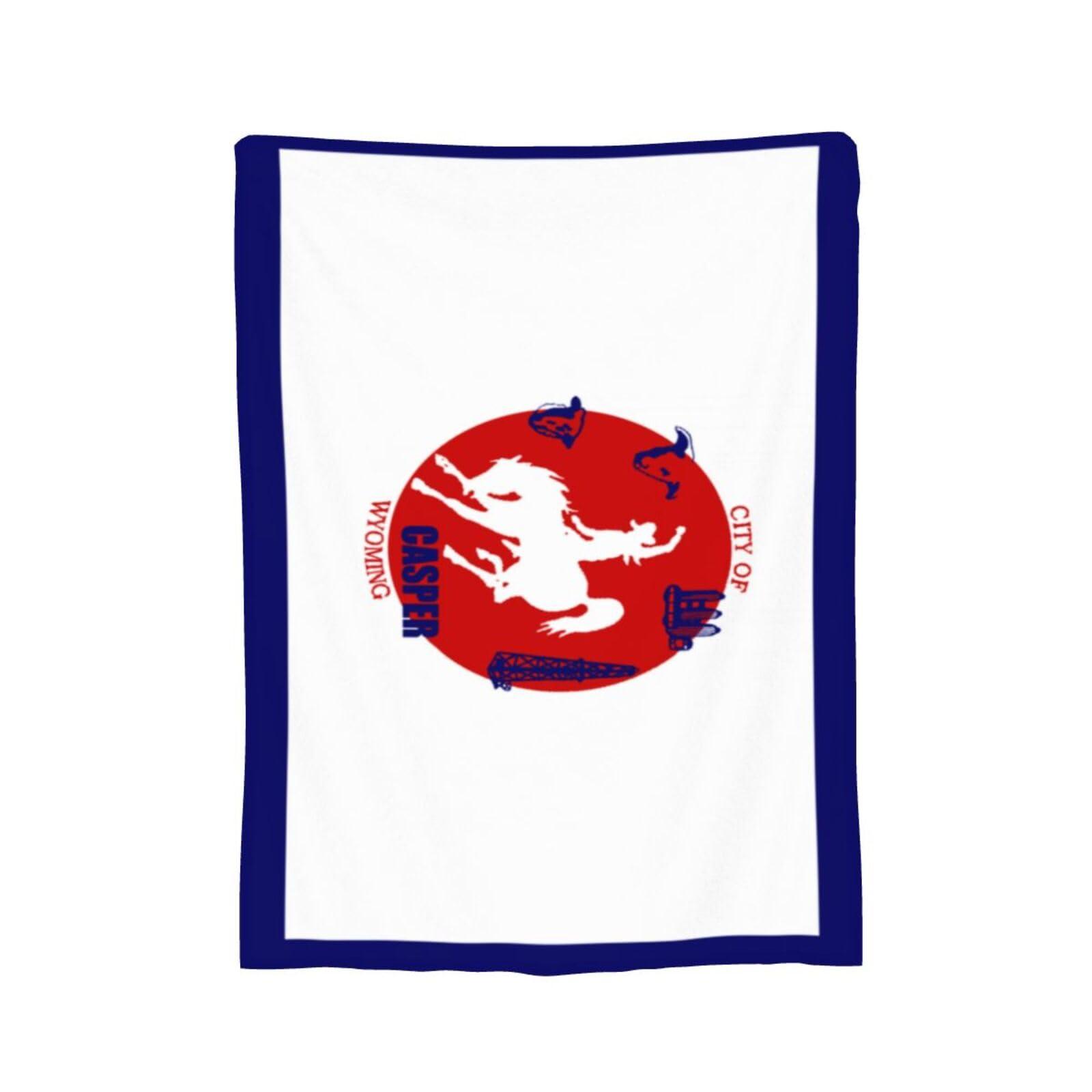 POOEDSO Flag of Casper, Wyoming Throw Blanket 40\"x30\" Soft Cozy Lightweight Blanket Fuzzy Blanket for Couch Bed Sofa