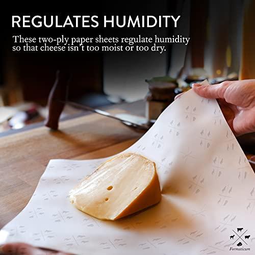 Formaticum Formaticum Cheese Storage Wax Coated Paper - Porous Wax Sheets From France - Keep Cheese or Charcuterie Fresh - Professional Grade Cheese Paper for Wrapping Cheese - 11 x 14 (15 Sheets with Labels)