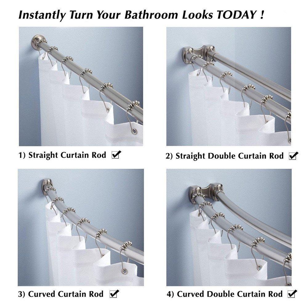 Uigos Uigos Shower Curtain Rings for Bathroom - Stainless Steel, Set of 12, Chrome