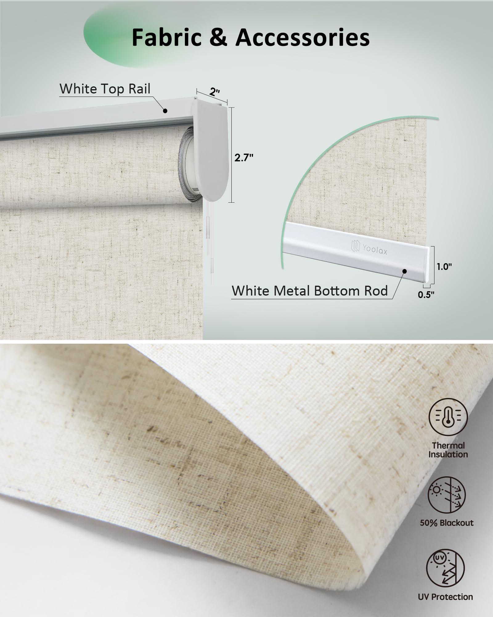 Yoolax Yoolax Motorized Blinds, Light Filtering Remote Shades for Indoor Windows, Cordless Automatic Roller Shades App Control for Bedroom Living Room Office (50% Shading Linen Beige, 22" W x 72" H)