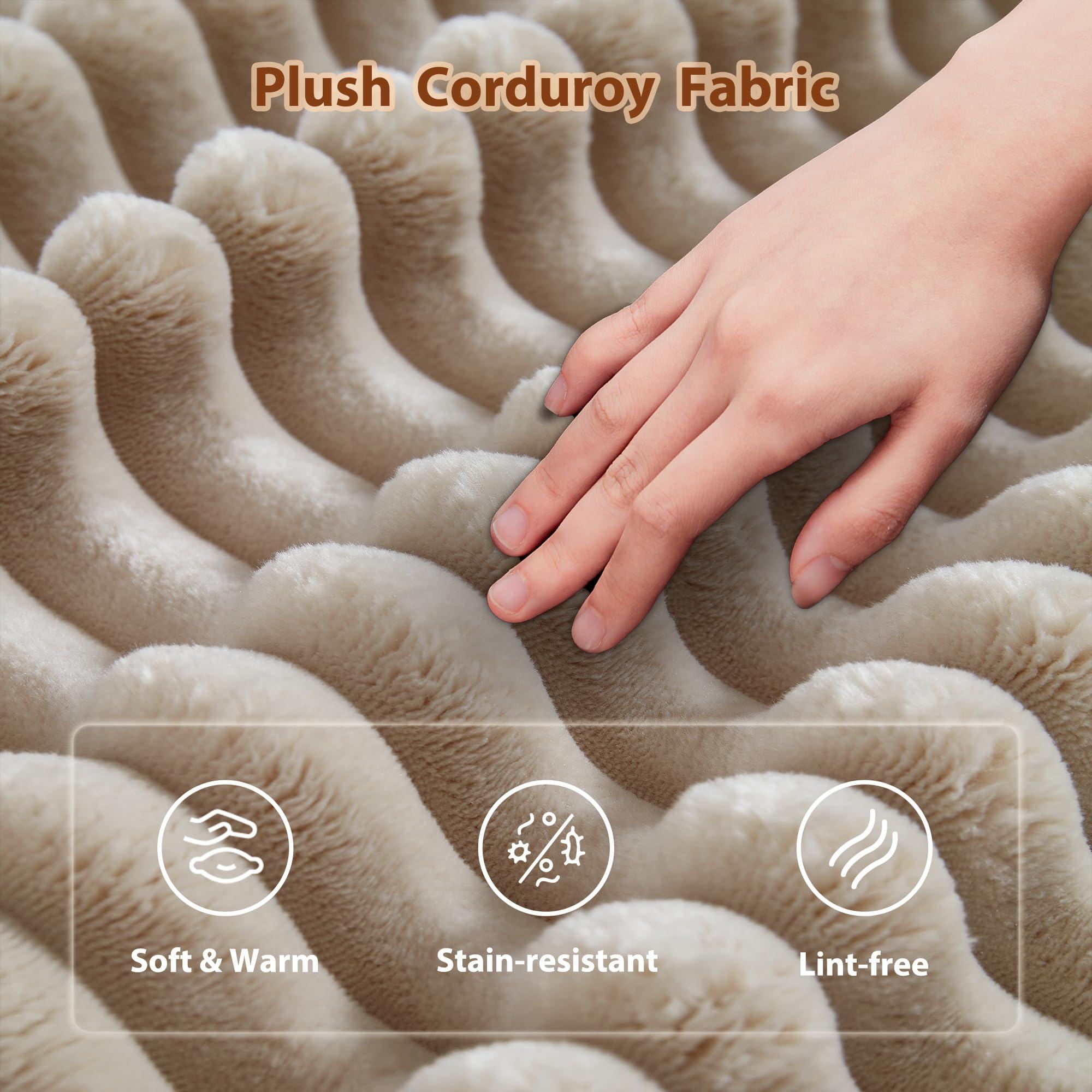 OOBOLT 104" Cloud Couch Deep Seat, L Shape Couches for Living Room, No Assembly Required, Sectional Sofas with Right Chaise, Beige Plush Velvet