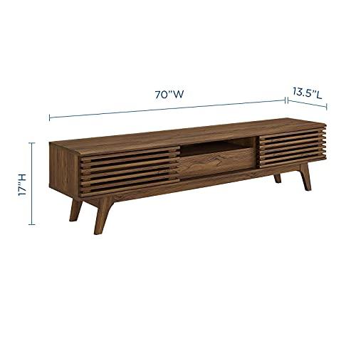 Modway Modway Render 70\" Mid-Century Modern Low Profile Entertainment TV Stand, 70 Inch, Walnut Walnut