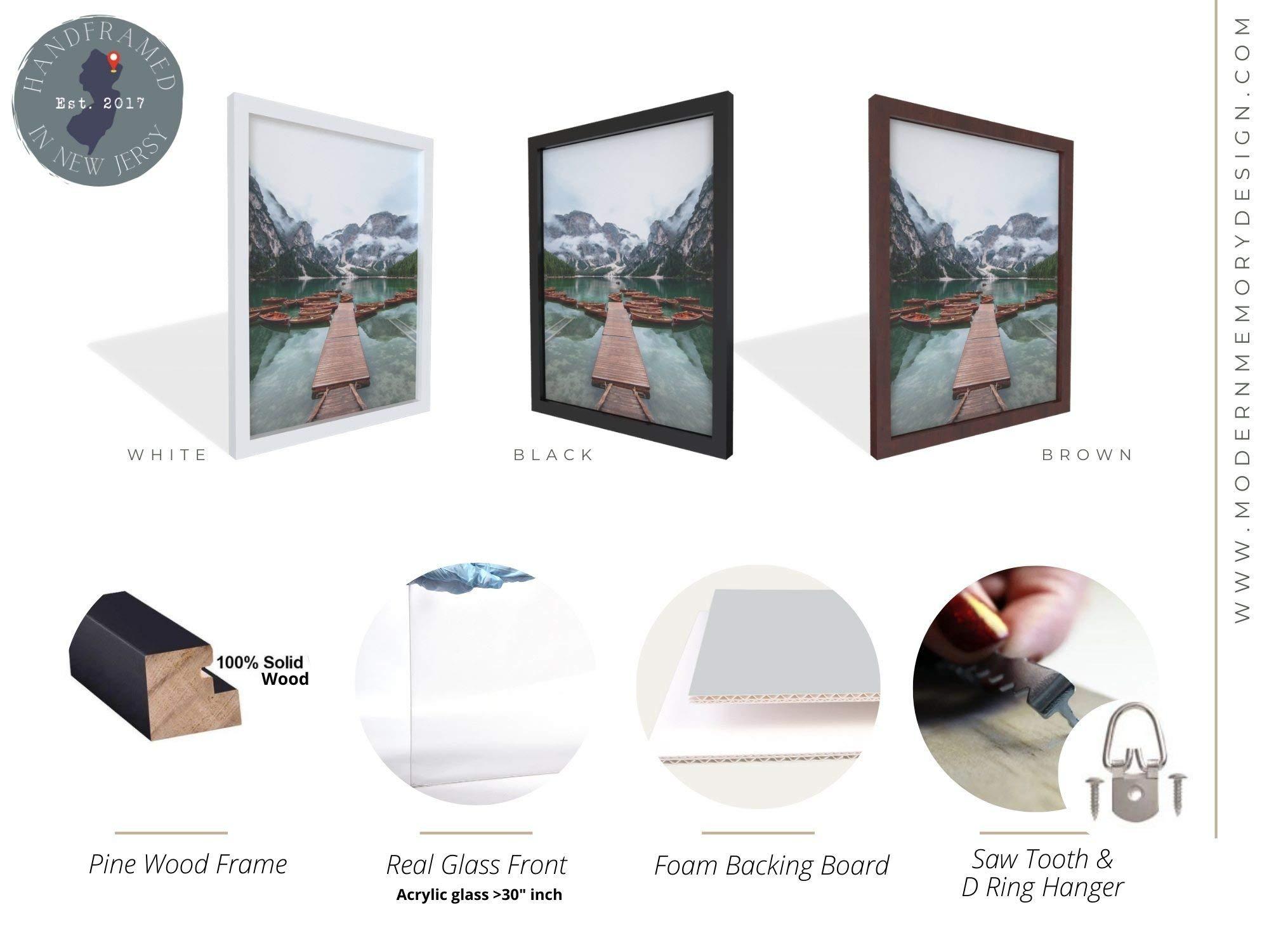 Generic 21x11 Black Picture Frames - Ready to Hang Solid Pine Wood Poster Frame - Photo Frame Polished Glass Front Clear Plexiglass Display Photograph - Hanging Hardware Included - Home wall Decor - 21 x 11