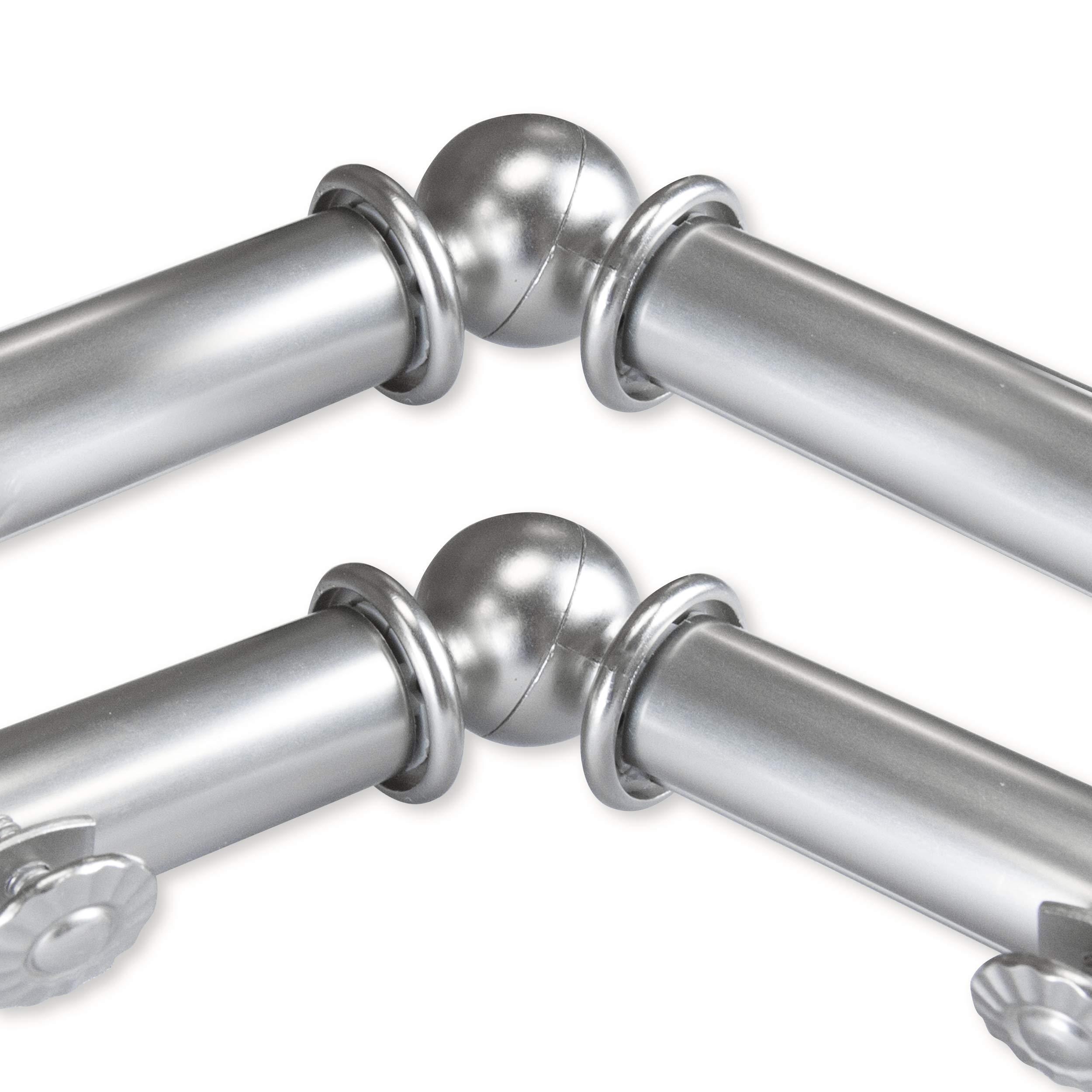 Rod Desyne Rod Desyne 13/16" Moyat Bay Window Double Curtain Rod, 20-36", 38-72", Satin Nickel