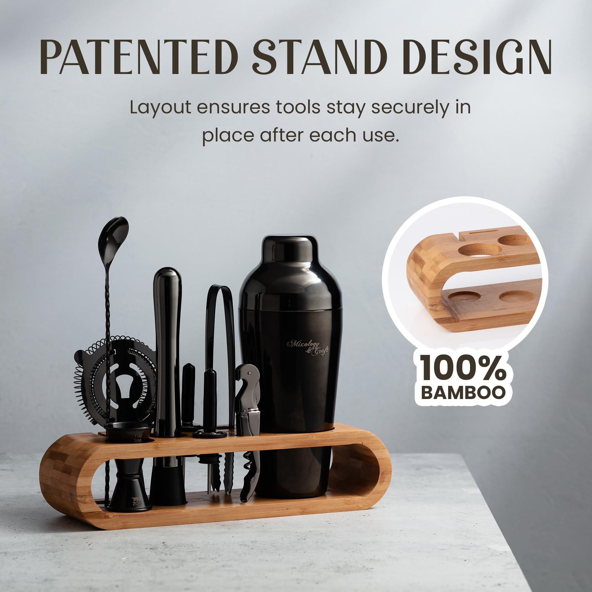 Mixology & Craft Mixology & Craft Bartender Kit: 10-Piece Bar Tool Set with Bamboo Stand | Perfect Home Bartending Kit and Martini Cocktail Shaker Set Great Drink Mixing Experience | Fun Housewarming Gift (Gun-Metal)