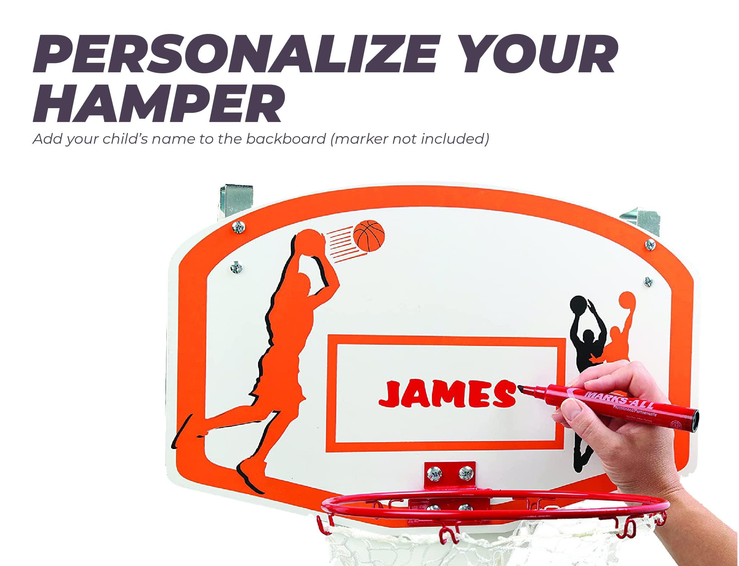 Etna Etna Over the Door Basketball Laundry Hamper -Space Saving Hanging Laundry Hamper with Metal Ring, Backboard, Drawstring Bag-Fun Laundry Hamper to use in Kids Room, Dorm Rooms, Dunk Away Dirty Laundry