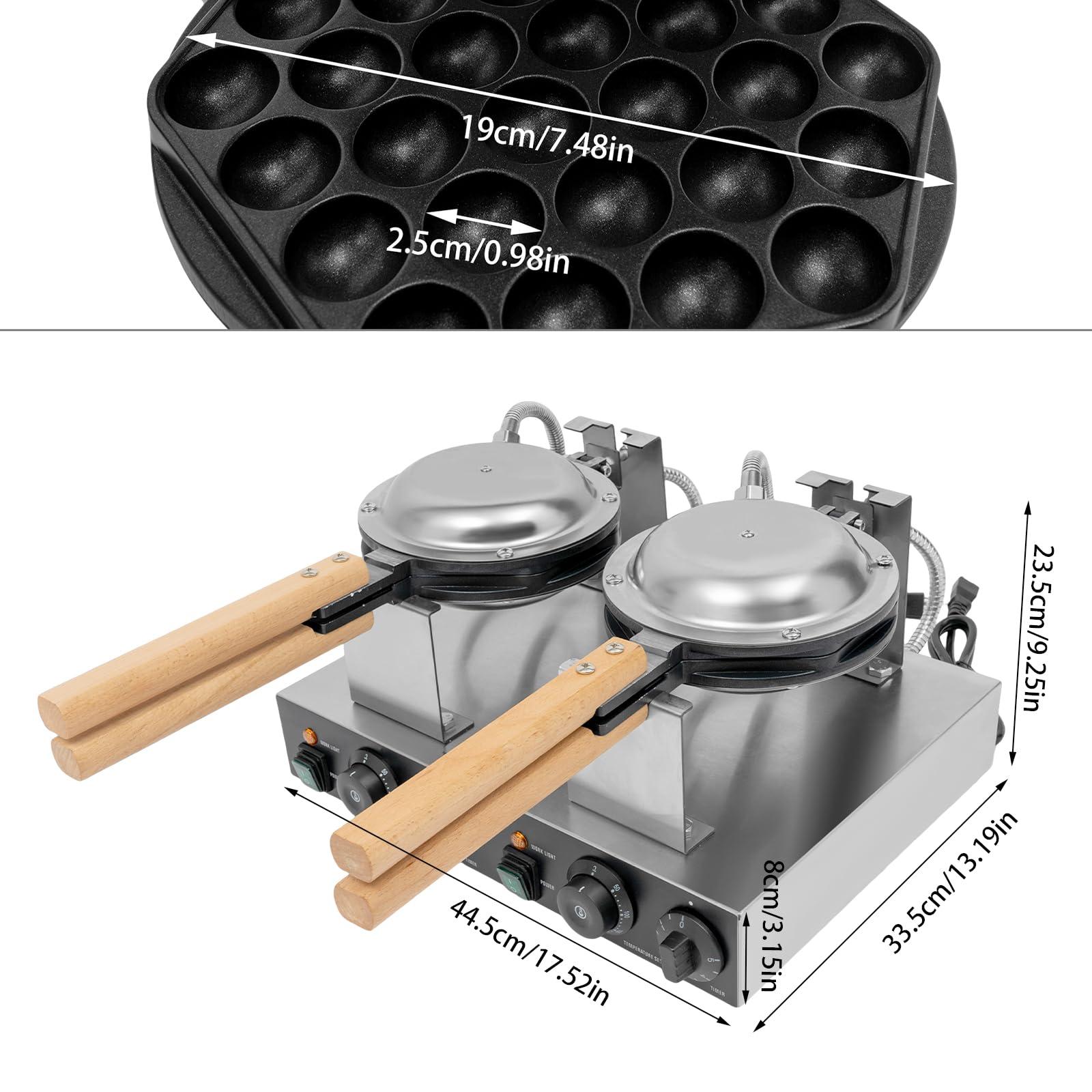 SBPKMARSCT Waffle Making Machine, 110V 2.83KW Commercial Double-Head Honeycomb Egg Shaped Waffle Maker Electric Stainless Steel Takoyaki Maker for Making Pancakes, Tea Restaurants, Fast Food Restaurants