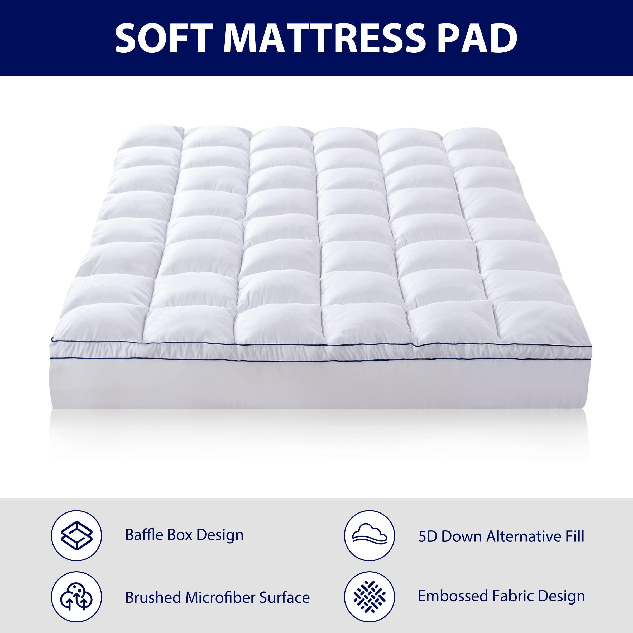Hokway Hokway Twin XL Mattress Pad, Mattress Topper with 8-21\" Deep Pocket, 1000GSM Down Alternative Overfilled, Quilted Fitted Pillow Top Soft Cooling Mattress Protector