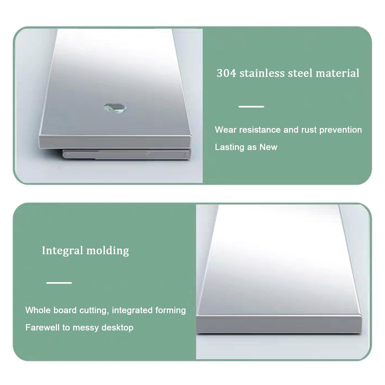 NRNQMTFZ Wall Mounted Folding Table, Wall Desk Fold Down, Floating Desk for Study,Stainless Steel Wall Shelf, suitable for bedroom, kitchen, living room, balcony, bathroom (80 * 30cm/31.5 * 11.8in)