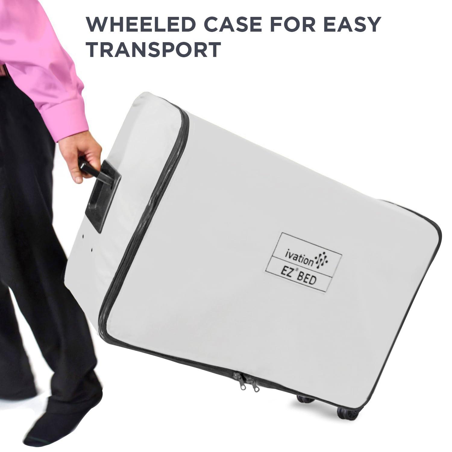 Ivation Ivation EZ-Bed (King) Air Mattress with Deflate Defender Technology Dual Auto Comfort Pump and Dual Layer Laminate Material - AirBed Frame & Rolling Case for Guest, Travel, Vacation, Camping