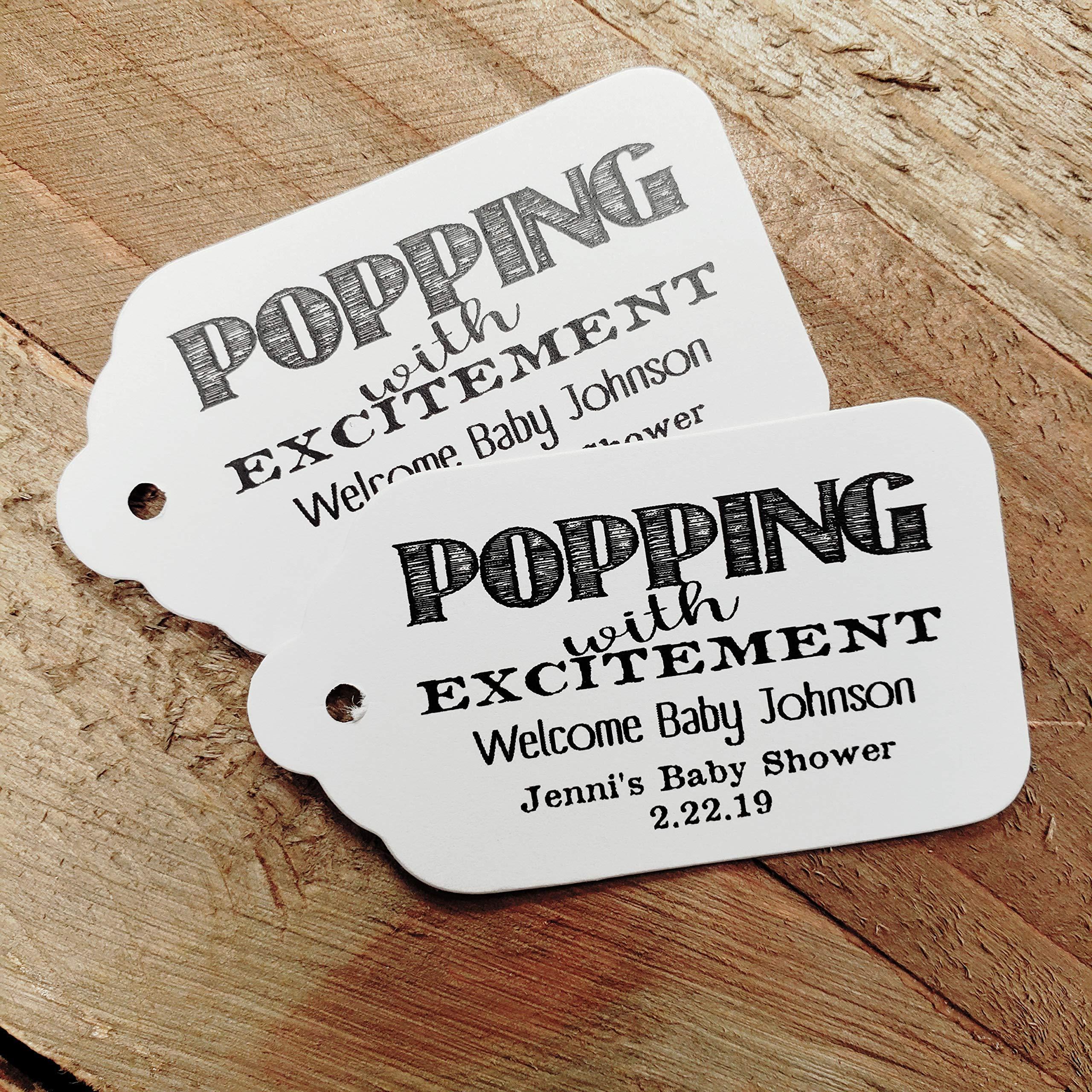 TiaZoey Popping with Excitement Welcome Baby Personalized Card stock Favor Tag sets of 20 Tags (my MEDIUM 1 3/8 x 2 1/2) popped the question