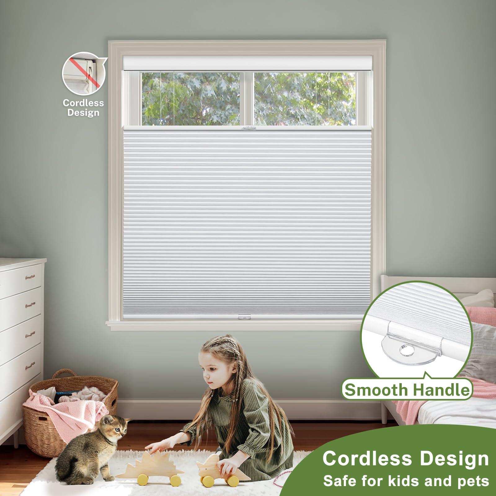 MiLin MiLin Top Down Bottom Up Cellular Blinds for Windows Cordless Cellular Shades Honeycomb Design Blinds & Shades Room Darkening Shades for Home, Bathroom, Office (Blackout - Gray, 43" W x 72" H)