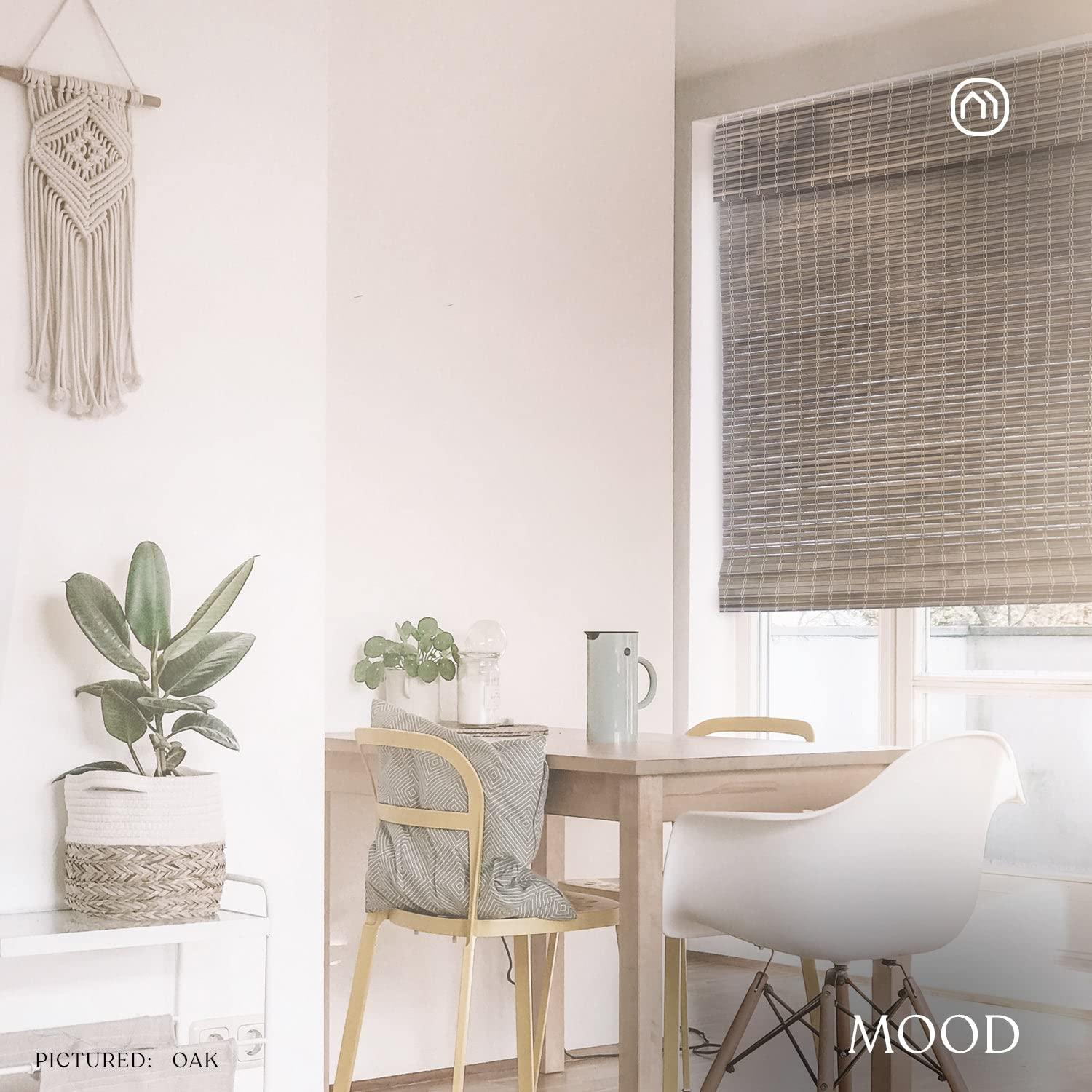 Mood MOOD Custom Bamboo Shades | Rustic | Cordless Bamboo Roman Shades for Windows and Doors (Natural Woven) | Rustic Oak (Great Privacy) | 63.5" W X 48" H