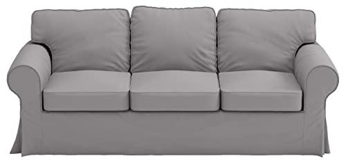 Custom Slipcover Replacement Heavy Cotton Ektorp 3 Seat Sofa Cotton Cover Replacement Compatible with IKEA Ektorp Three Seat Sofa Slipcover (Light Gray Durable Cotton)