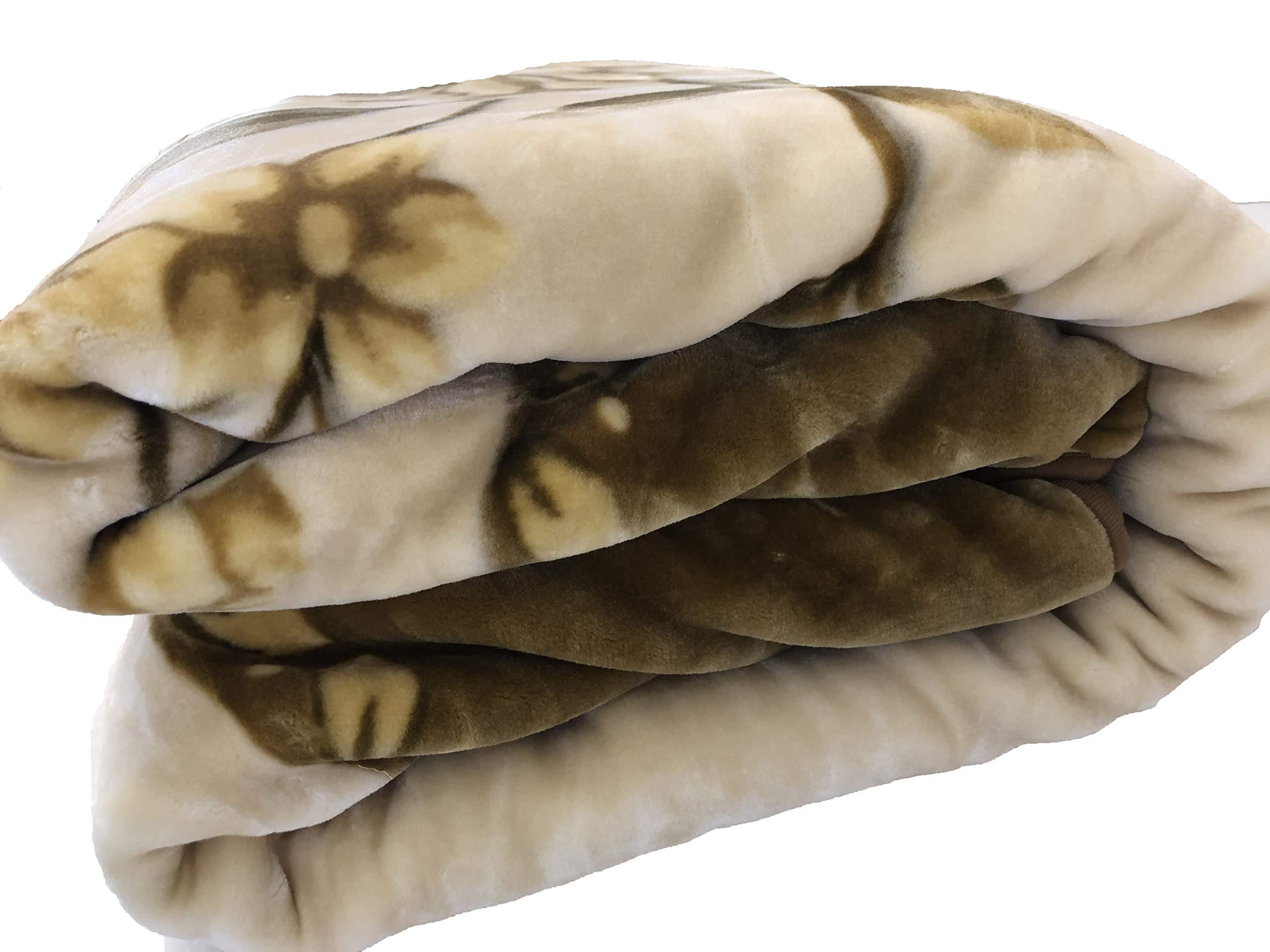 SOLARON SOLARON Original Heavy Mink Plush Korean Durable Blanket (Brown Flowers, Queen)