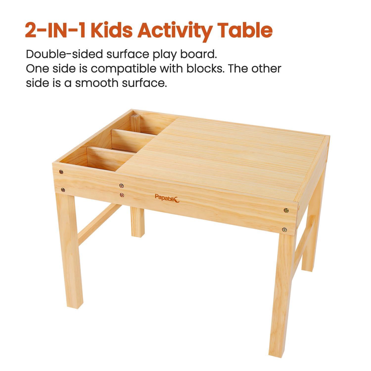 Papablic Papablic 2 in 1 Kid Activity Table with Large Storage for Older Kids Compatible with Lego Building Block for Boys Girls