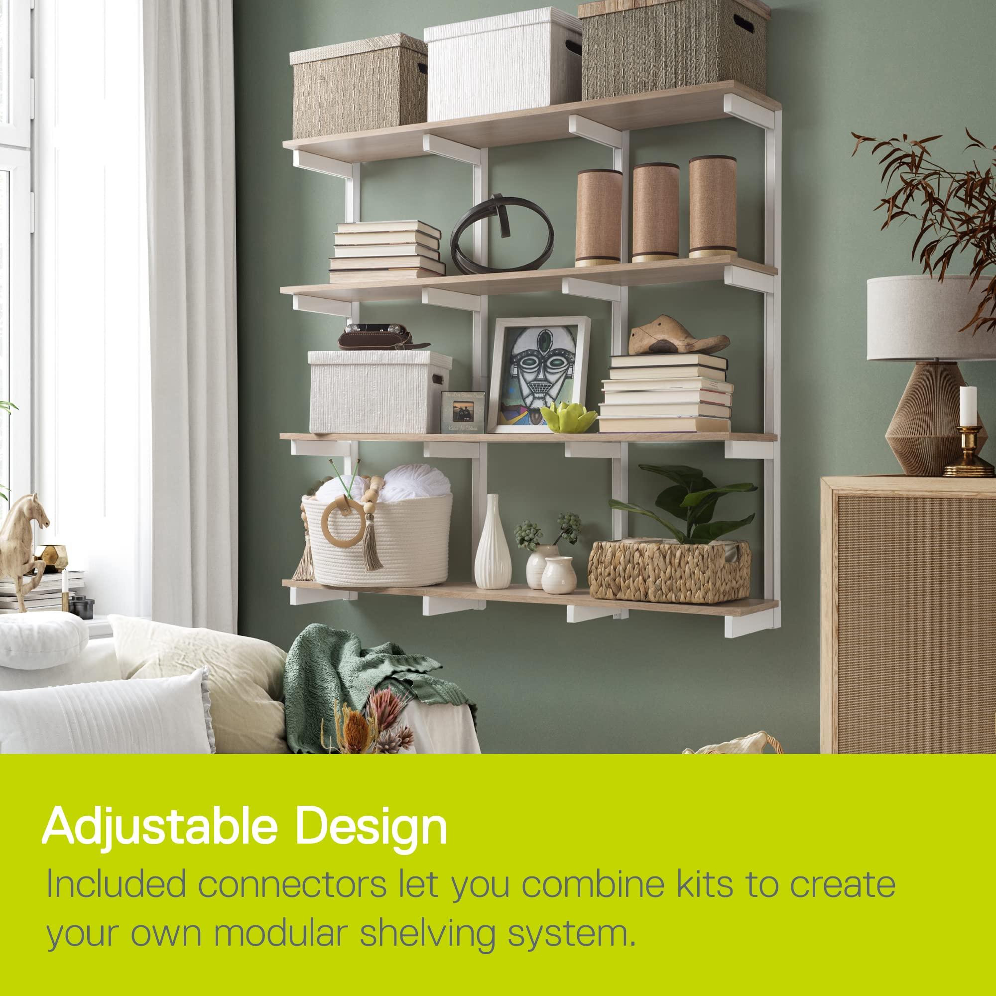 Delta Cycle & Home 2-Tier Floating Wall Shelves with Metal Brackets Set, Light Oak - 0.5 x 24 - Premium Wall Shelves for Laundry Room, Bedroom, Bathroom, or Office, - Durable Shelf for Easy Installation