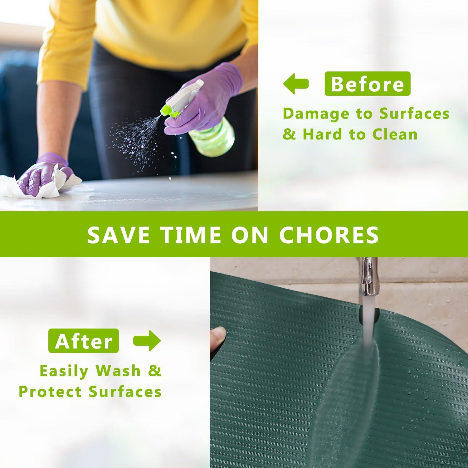 Anze Shelf Liners Non Adhesive Kitchen Drawer Cabinet Liner, Waterproof Durable Liners for Shelves Refrigerator Pantry Cupboard Protector Mat, Green 17.5 X 78.7 Inches