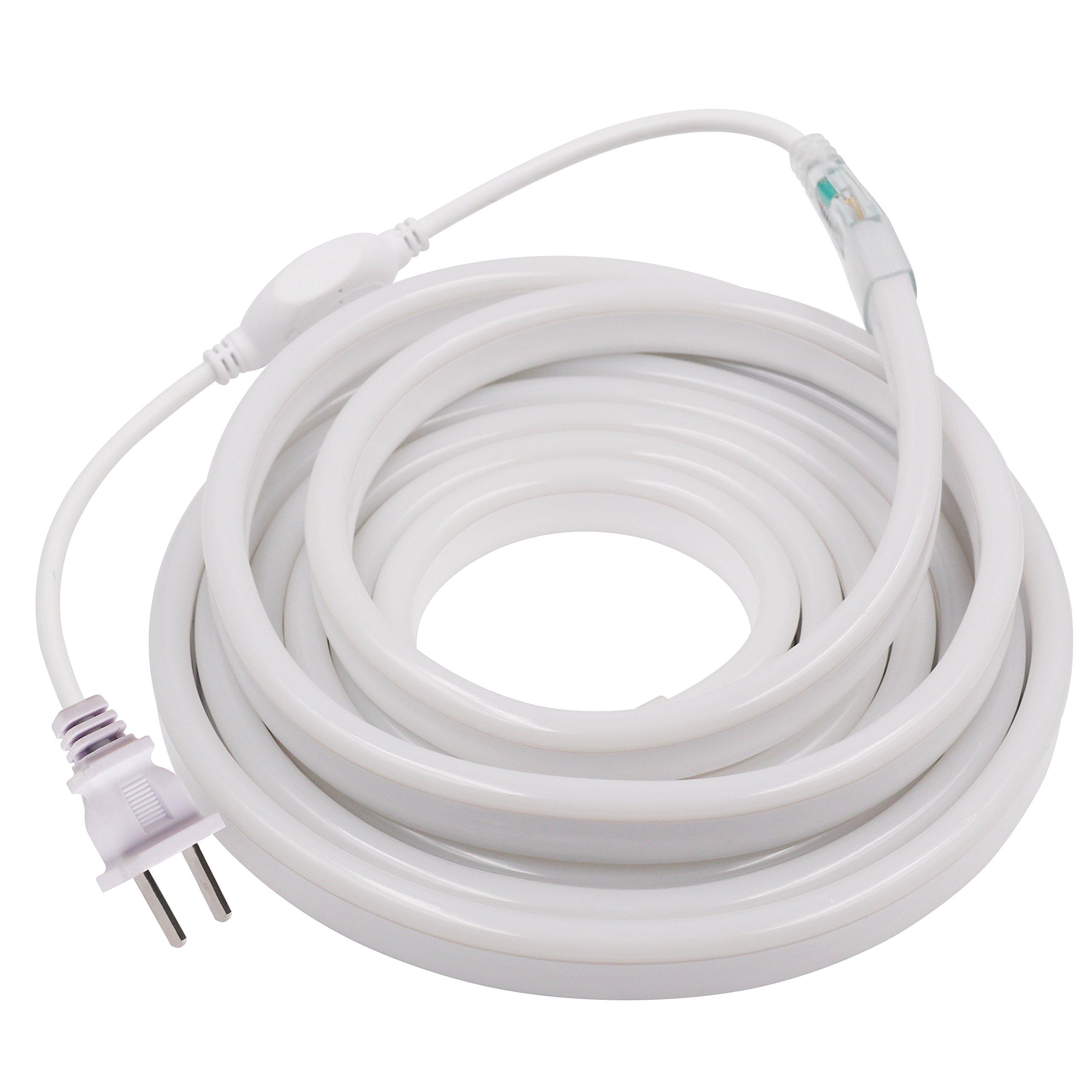 XUNATA XUNATA 66ft LED Rope Neon Light, 110V Waterproof Flexible US Plug 2400 Units SMD 2835 LED Strip Lights for Home Indoor Outdoor Decoration (Pink)