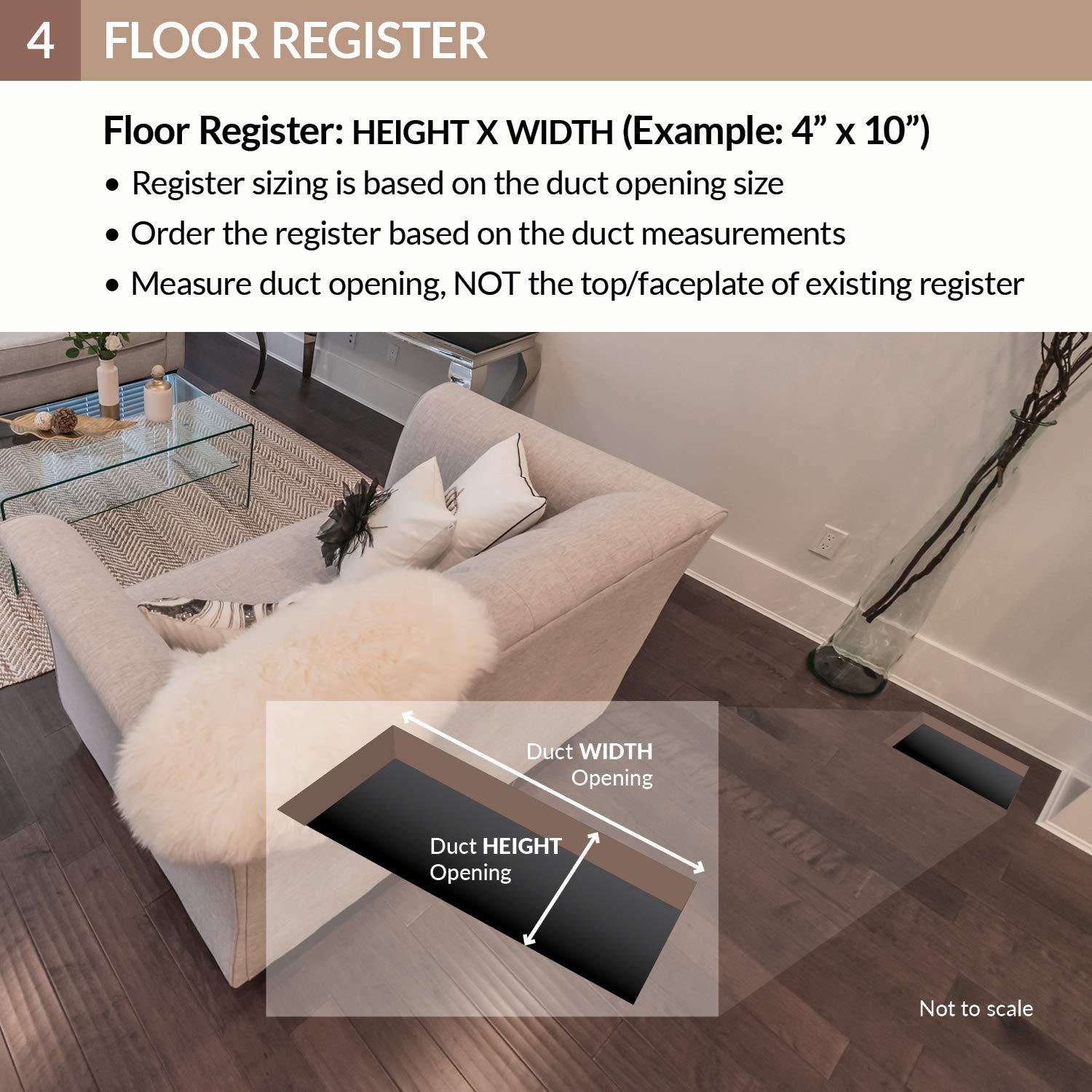 Accord Ventilation Accord ABFRBR410 Floor Register with Louvered Design, 4-Inch x 10-Inch(Duct Opening Measurements), Brown