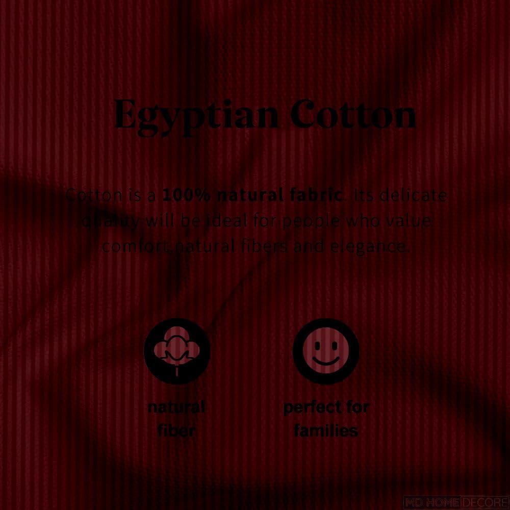 MD Home Decore Egyptian Cotton Split Queen Sheet Set - 7 Piece Set - Burgundy Stripe Sheets - Extra Deep Pockets - Adjustable Bed Compatible