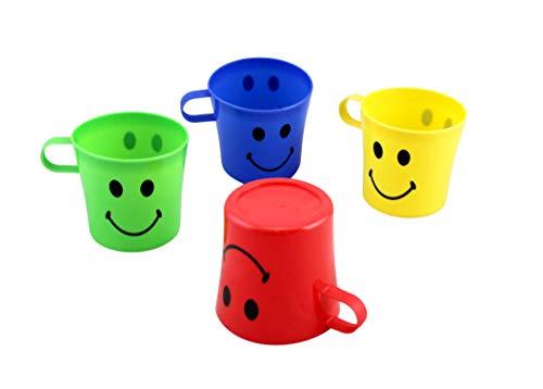 Homestyle Homestyle Dependable Industries 8 Pack Plastic Smiley Face Mug BPA Free 8 Ounce Drinking Cup