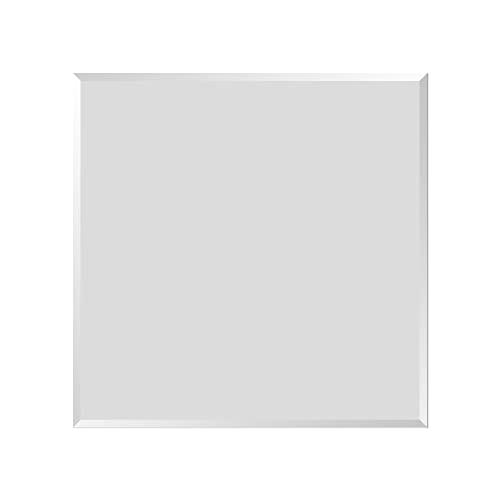 Fab Glass and Mirror Fab Glass and Mirror Wall Mounted 30"x30" Frameless Square Mirror | 1" Beveled Edge Mirror with Hooks for Bathroom Wall, Hallway, Bedroom, Makeup Vanity