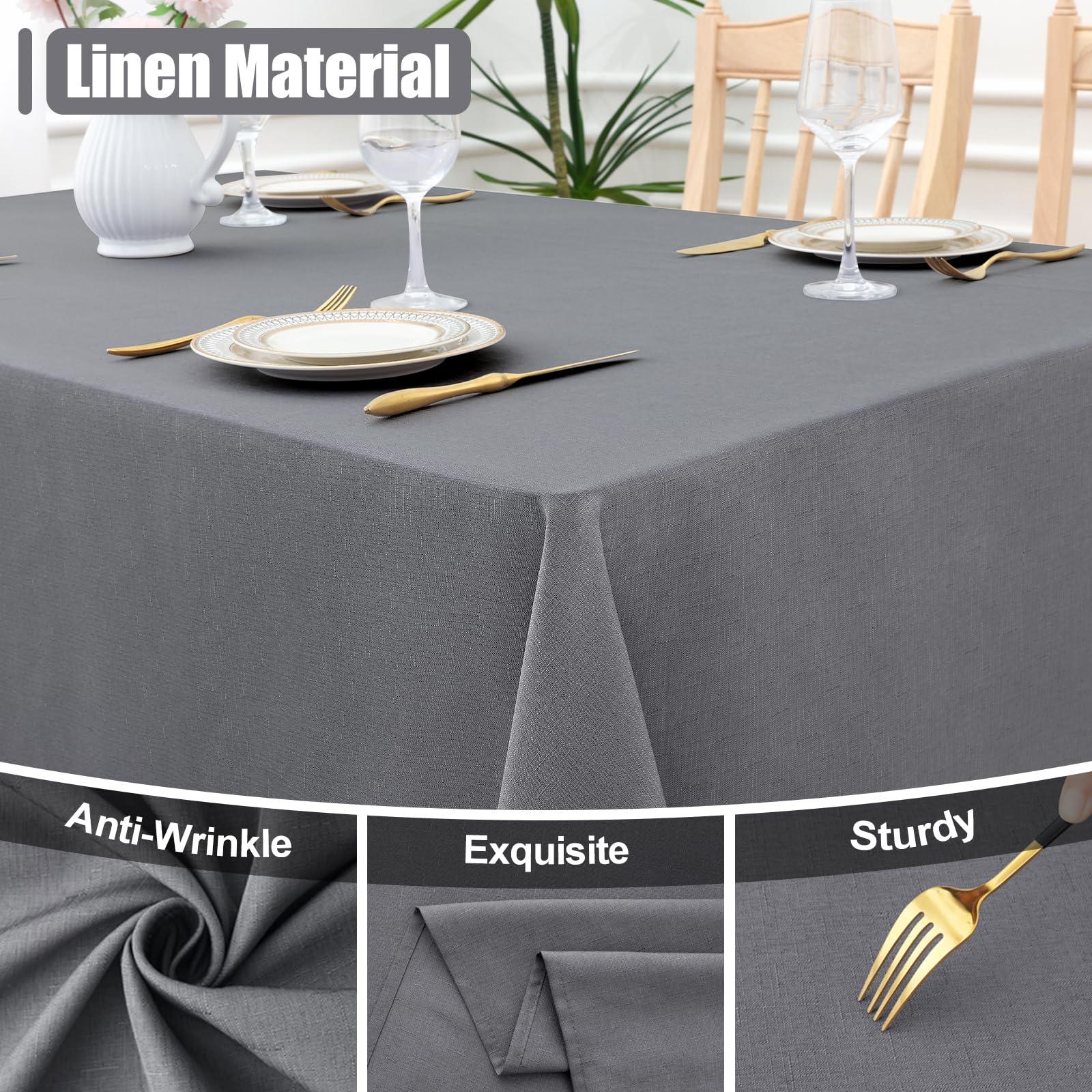 Smiry Smiry Rectangle Table Cloth Linen Textured, Waterproof Spillproof Anti-Wrinkle Burlap Tablecloth, Washable Decorative Fabric Table Cover for Dining, Party, Banquet, 60 x 84 Inch, Grey