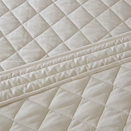 Madison Park Madison Park Breanna 100% Cotton Fitted Bedspread Classic Traditional Design All Season, Lightweight, Bedding Set, Matching Shams, Queen(60\"x80+24D), Diamond Quilted Ivory 4 Piece