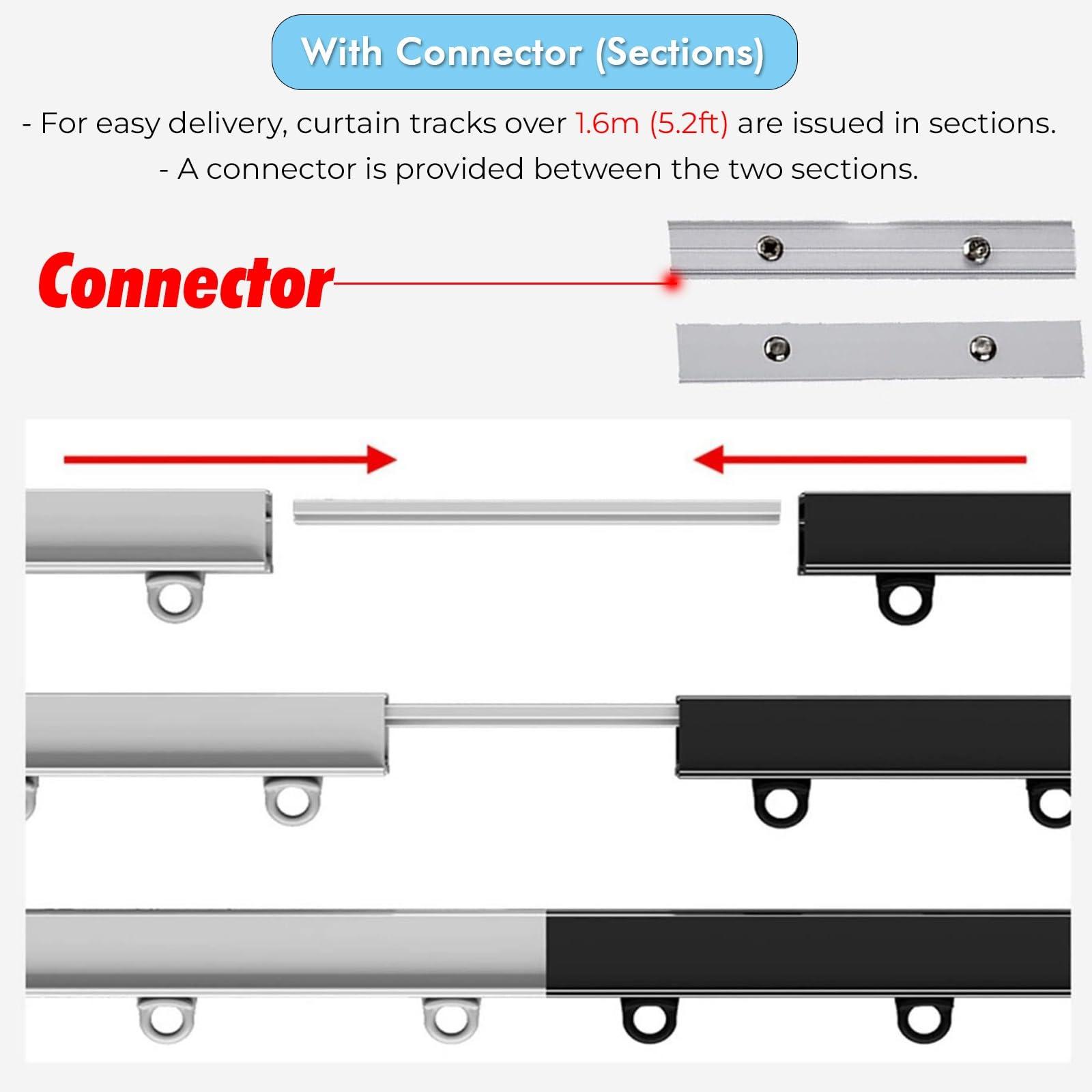 HOBGSL Recessed Curtain Track Ceiling Mount Aluminum, 4 Wheeled Curtain Rail Track Invisible for Hanging Heavy Drapes Gauze/Room Separation, Top Mount Bedroom Window Divider(Black,L 16FT/4.9M/192IN)