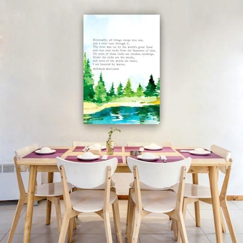 Ghfarez Ghfarez A River Runs Through It Fishing Quote Wall Art Poem Poster Kitchen Decoration Hanging Canvas Artwork Dining Room Pictures Wall Decorative (8.00\'\'x12.00\'\',Unframed)