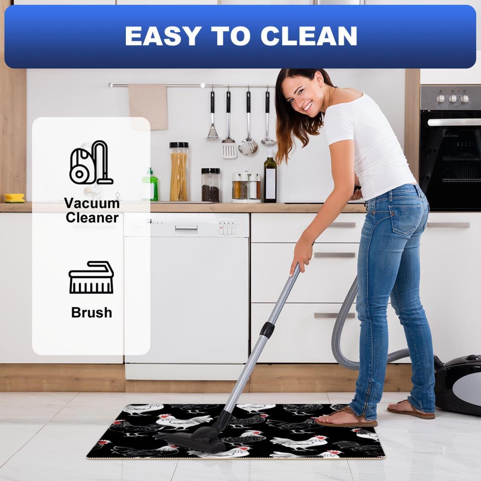 EVANLinsim EVANLinsim Kitchen Mat Chickens Rooster Cushioned Anti-Fatigue Kitchen Rug, Waterproof Non-Slip Kitchen Mats and Rugs Comfort Rug for Kitchen, Floor Home, Office, Sink, Laundry