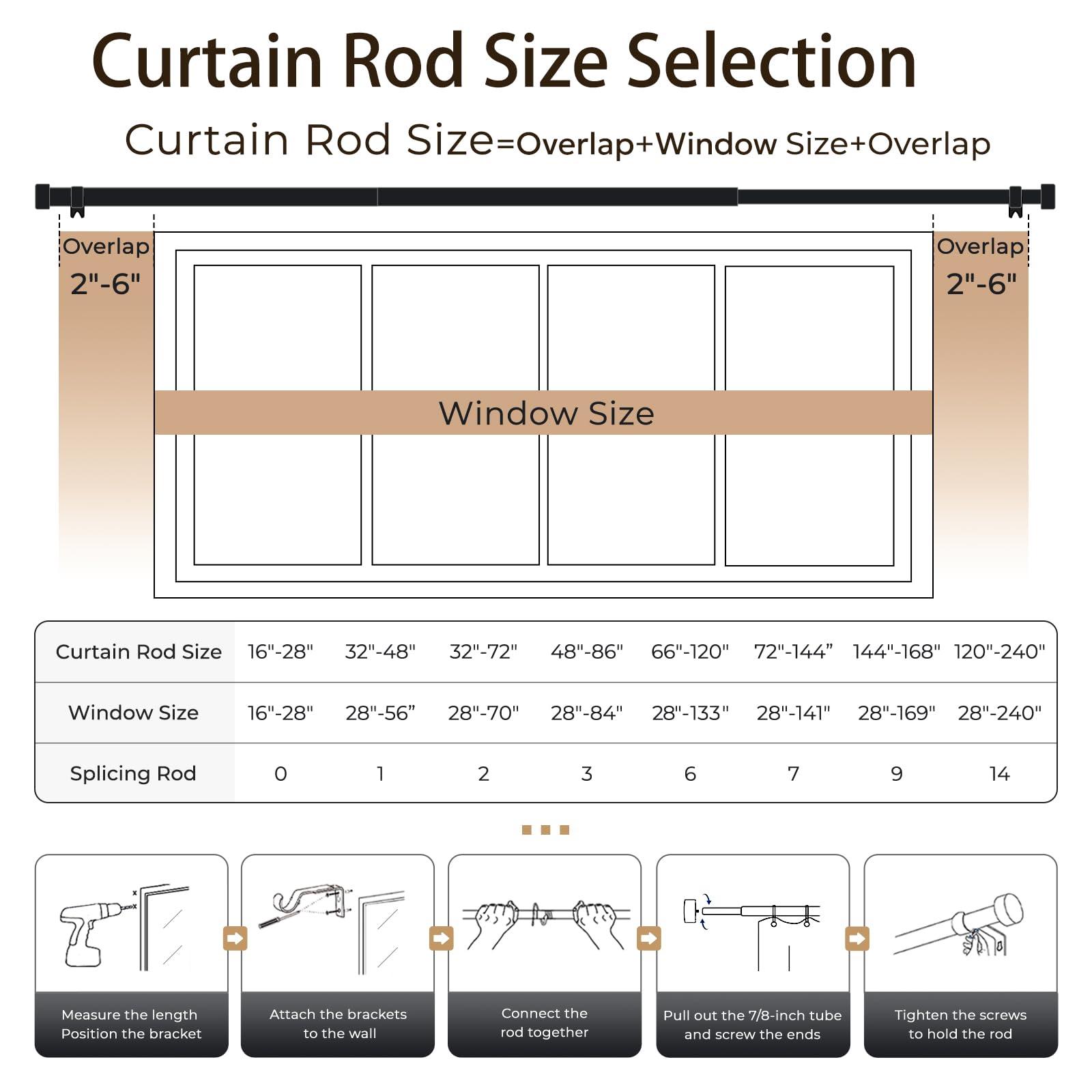 zeerobee Zeerobee Curtain Rods for Windows 32 to 72, 1 Inch Heavy Duty Drapery Rods with Adjustable Length, Outdoor Modern Curtain Pole with Simple End Caps, 32"-72", Brushed Gold