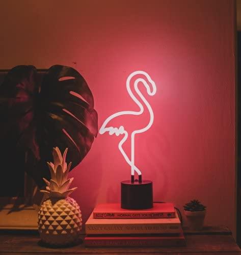 Amped & Co Amped & Co - Flamingo Neon Desk Light, 17\" x 6.7\" - Flamingo Party Decorations, Pink Neon Signs Decorations - Flamingo lamp, Pink LED sign, Flamingo light