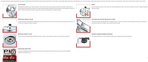 PRESTIGE Prestige Deluxe Alpha Stainless Steel Pressure Cooker, 2 Liters/2.11 Quarts