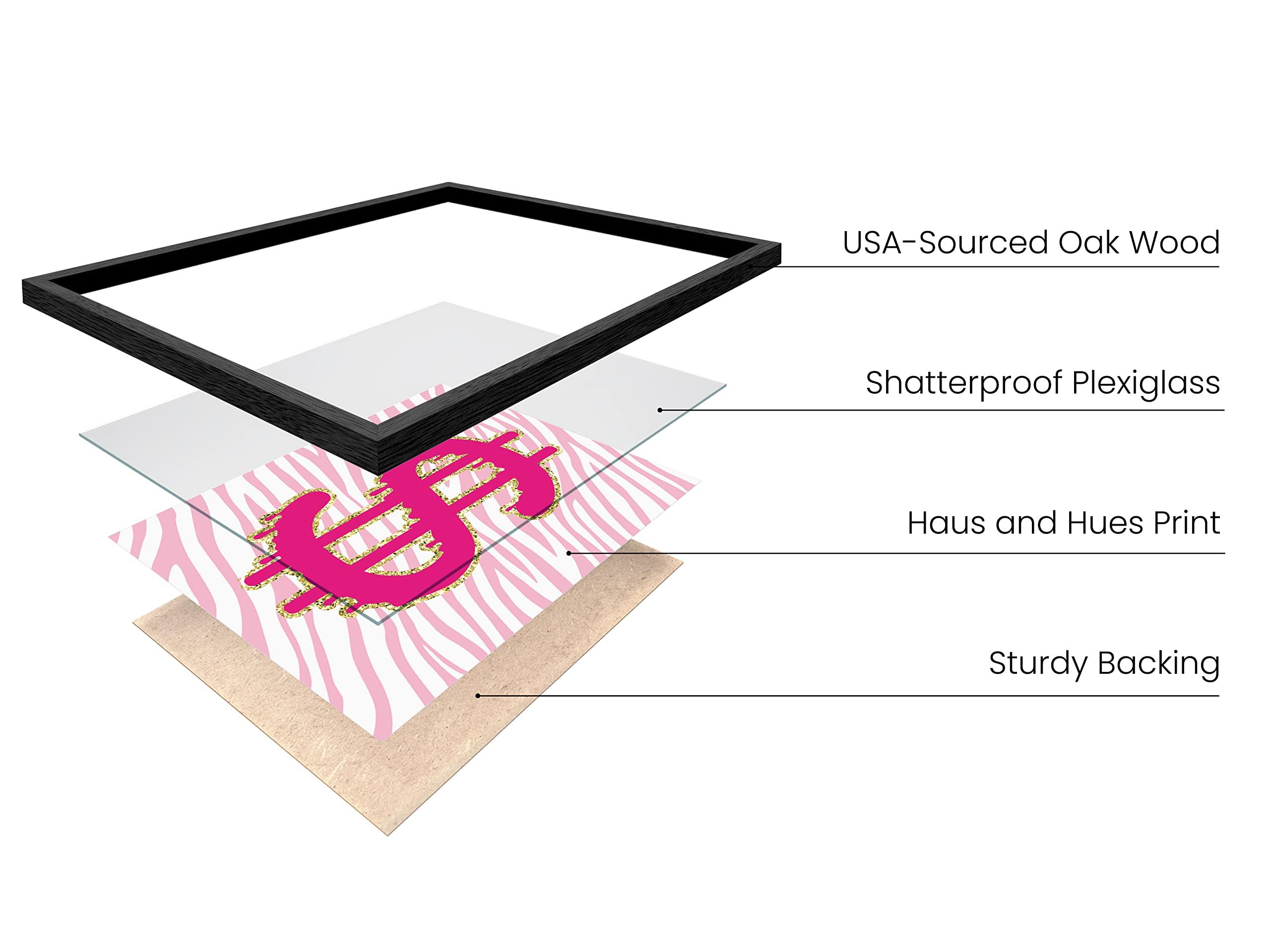 HAUS AND HUES HAUS AND HUES Pink Poster Preppy Wall Art - Cute Posters for Room Aesthetic, Trendy Posters for Teen Girls Room, Preppy Room Decor Aesthetic Posters for Bedroom, Preppy Paintings (Black Frame, 24x36)