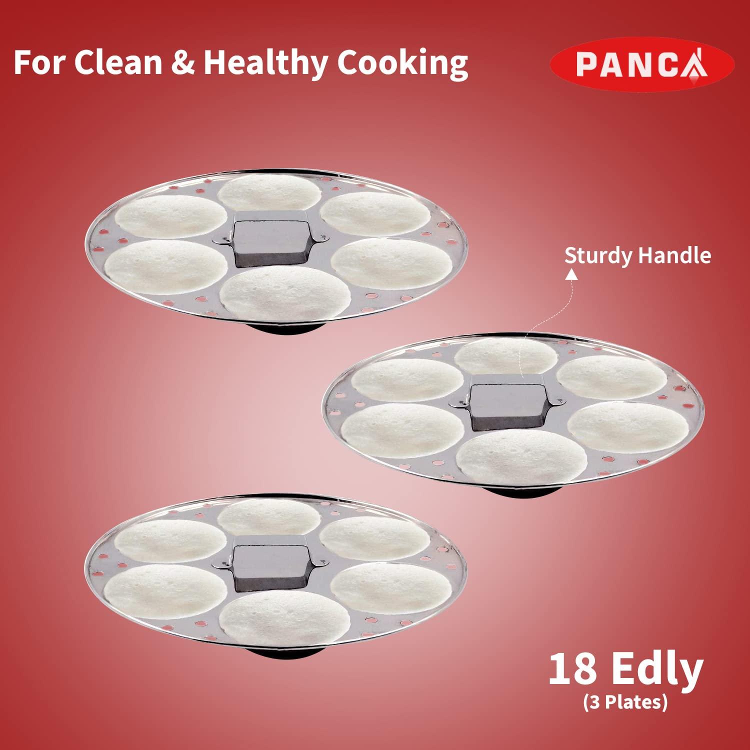 PANCA PANCA Stainless Steel Idli Maker - 18 Cavity, 3 Plates Steamer | Premium Cooker Pot | Panai Big (Set of 1)