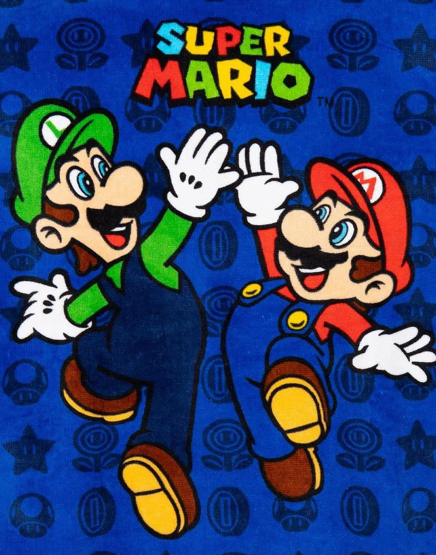 Super Mario Super Mario Kids Towel Poncho | Boys Game Characters Mario Brothers Bath Towel | Luigi & Mario Star Blue Changing Robe