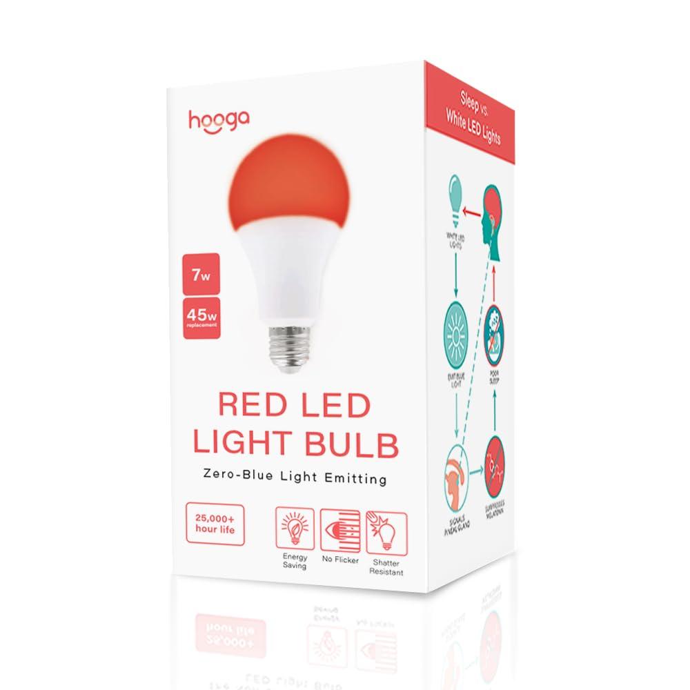 hooga hooga Sleep Light Bulb, Blue Light Blocking Red Night Light. 625nm Red Bulb for Healthy Sleep. Baby Nursery Light. 7W LED, 45W Replacement Single