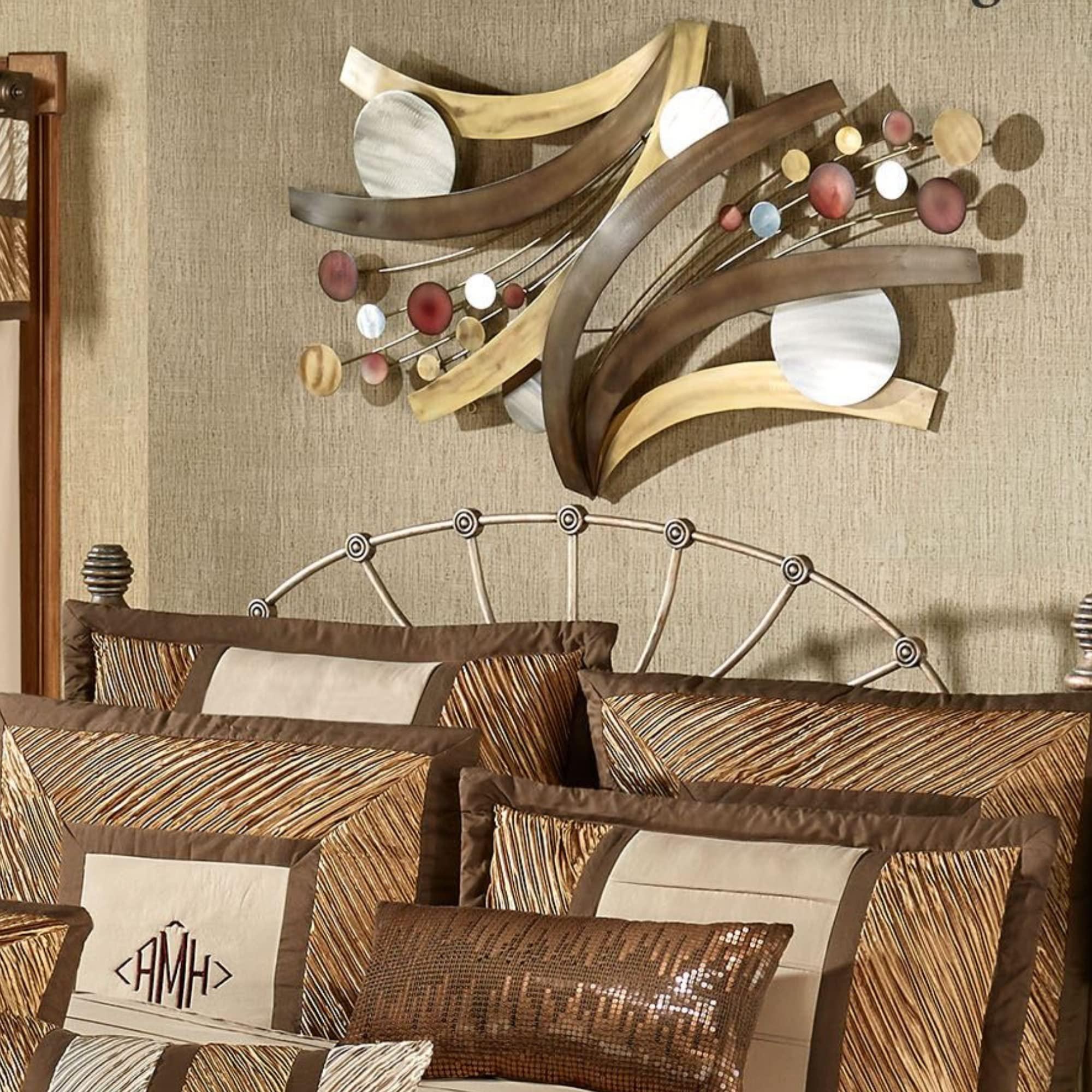 Touch of Class Touch of Class Influence Abstract Metal Wall Sculpture - Multi Metallic - Handcrafted Steel - Bronze, Gold, Silver, Copper - Contemporary Style Art - Circular Designs - Modern Decor for Bedroom