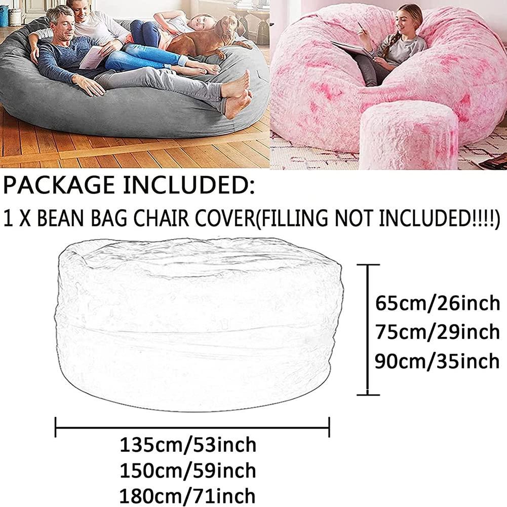 JaidWefj JaidWefj Oversized Bean Bag Chair Cover,Lazy Sofa Bed Cover PV Velvet Bean Bag Cover,Living Room Furniture Soft Washable Micro-Fiber Adult Beanbag Chair Outside Cover