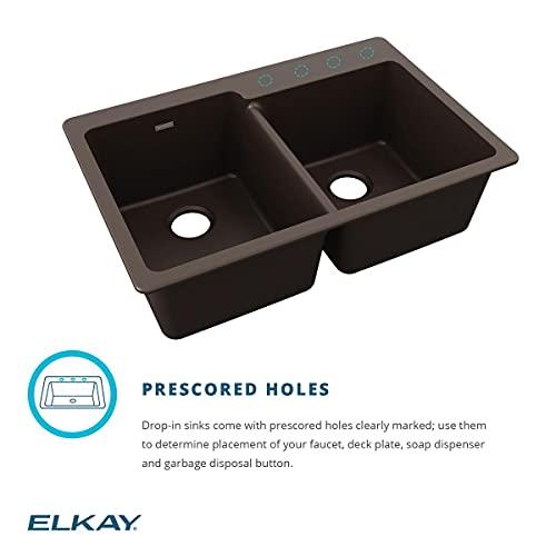Elkay Elkay Quartz Classic ELG250RGR0 Greige Offset Double Bowl Top Mount Sink