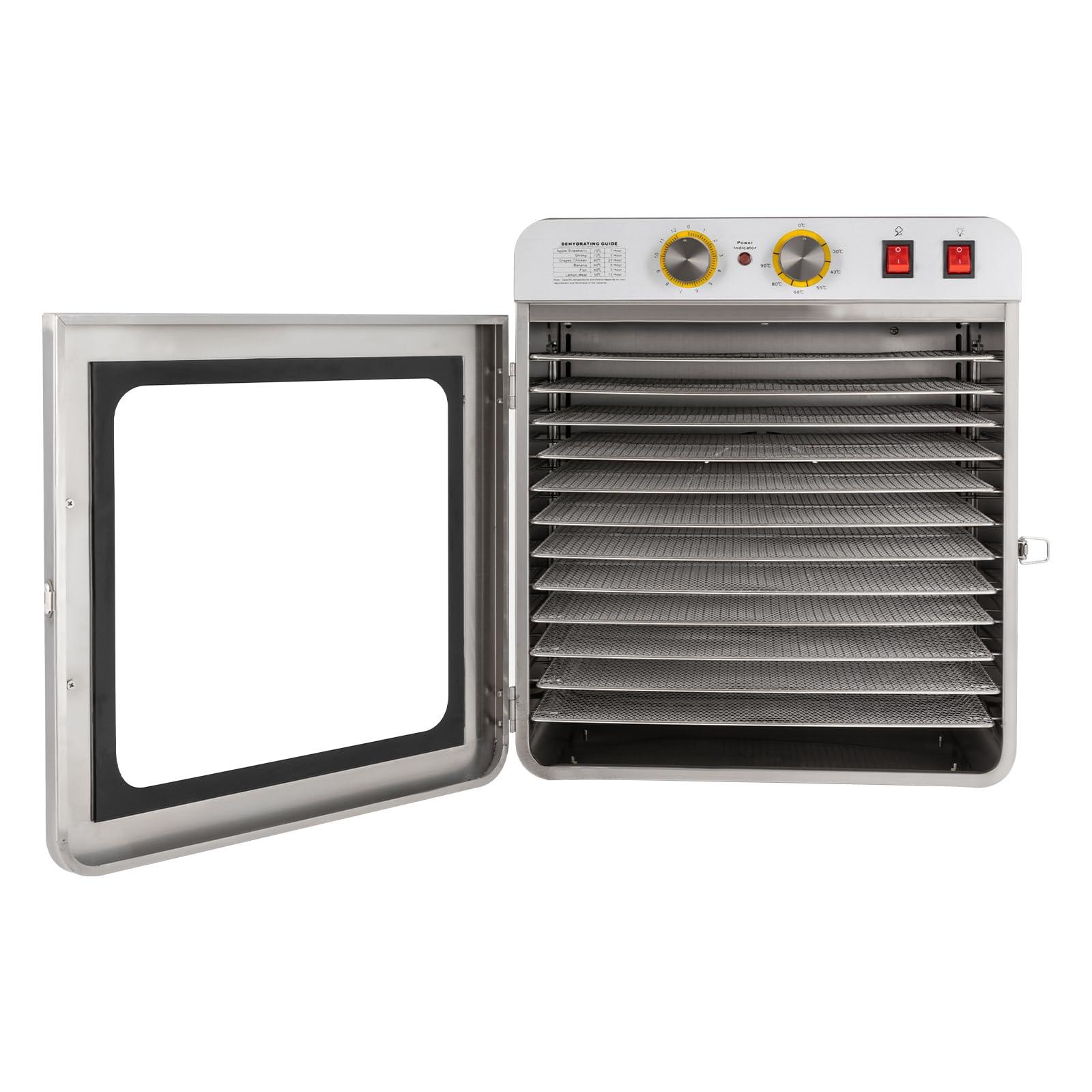 Gdrasuya10 Commercial Food Dehydrator 12-Tray Fruit and Meat Dehydrator Stainless Steel Beef Jerky Dryer, 900W Food Dried Fruit Machine Temperature and Time Adjustable, Electric Dehydrator for Fruit and Veggies