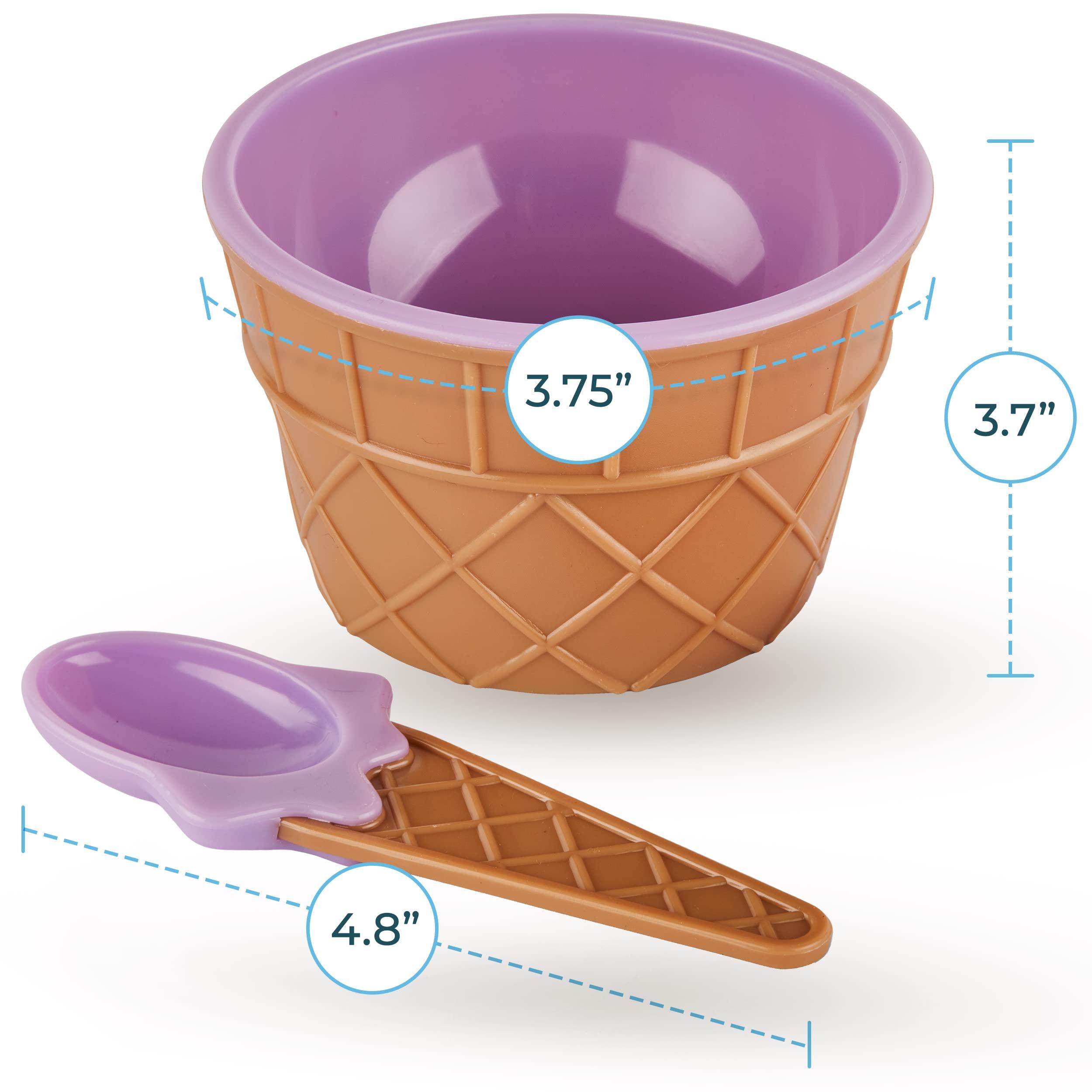 Greenco Greenco Ice Cream Bowls and Spoons - Ice Cream Cups for Birthday Party Decorations, Ice Cream Party Favors, Ice Cream Party Decorations, Ice Cream Sundae Bar Supplies, Set of 12 Vibrant Colors