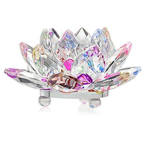 OwnMy OwnMy Sparkle Crystal Lotus Flower Hue Reflection Feng Shui Home Decor with Gift Box (3 Inch/ 80MM)